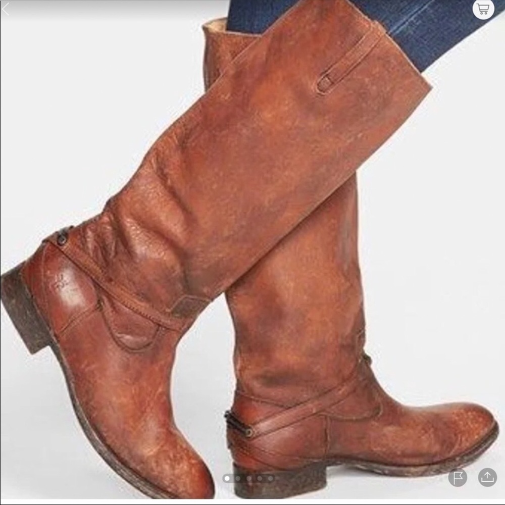 SOLD! Gorgeous FRYE Lindsey Plate Cognac Distressed Boot - Picture 15 of 15